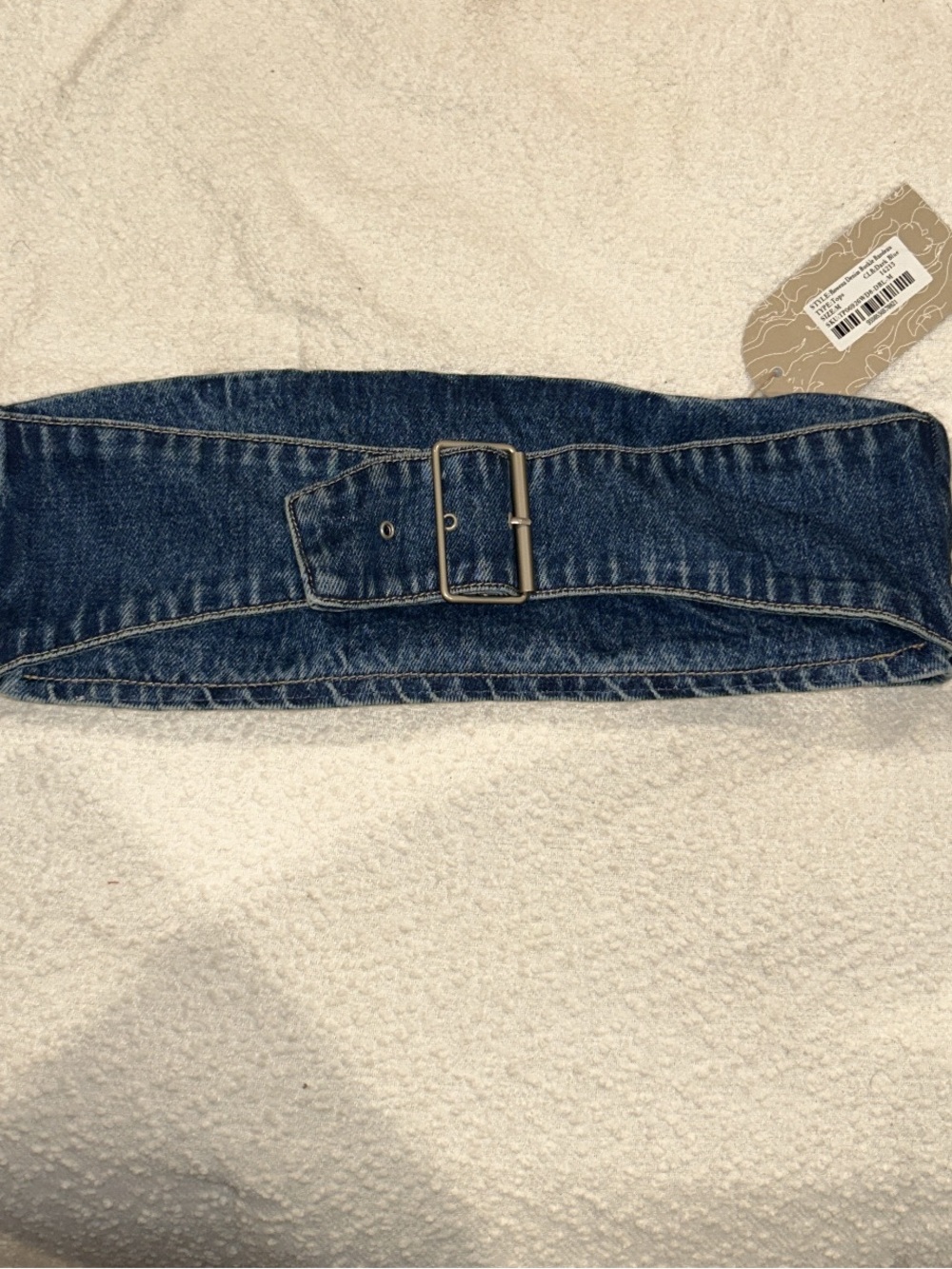 Meshki Dark Blue Denim Waist Belt with Metal Buckle